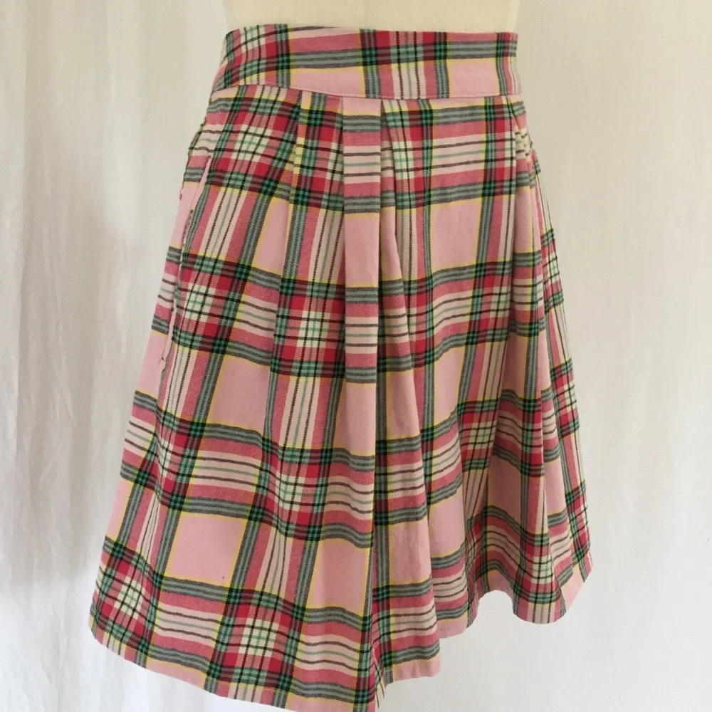 DANGERFIELD 18 plus size womens pleated plaid mini skirt pink green tartan curvy - Picture 2 of 16